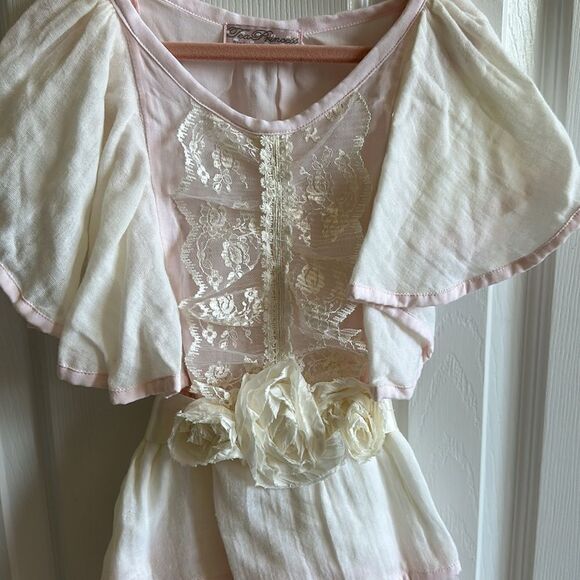 Tea Princess Little Girls Light Pink & Ivory Lace Ruffle Dress - Size 3 - Picture 2 of 7